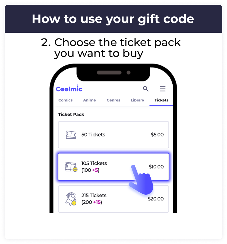 Choose the ticket pack you want to buy